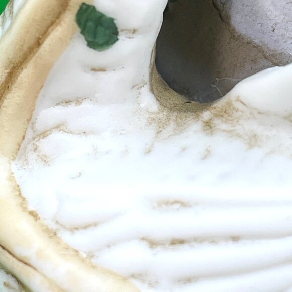 VTG Ceramic Old World Father Christmas Music Box Figurine Flowers Swan Holiday - Picture 15 of 16